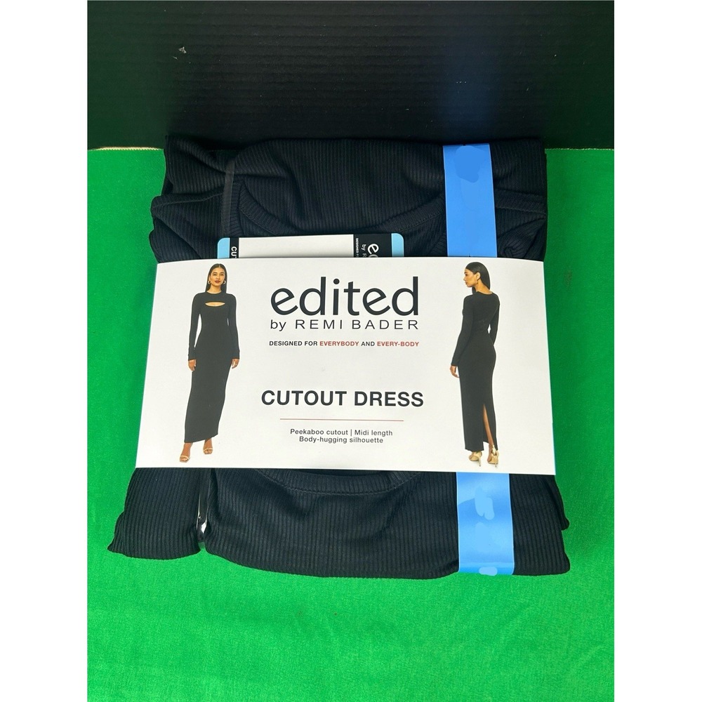 Edited by Remi Bader Womens Black Cutout Rib Knit Bodycon Maxi Dress Size L - Picture 5 of 5